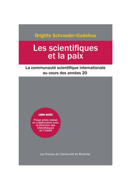 Les Scientifiques Et La Paix La Communauté Scientifique Internationale Au Cours Des Années 20