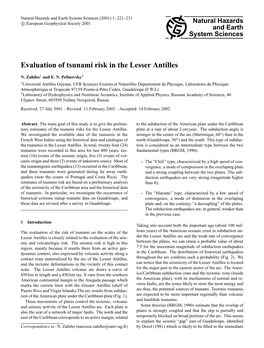 Evaluation of Tsunami Risk in the Lesser Antilles