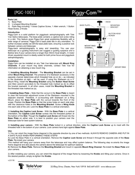 Piggy-Cam Is a Solid Platform for Piggyback Astrophotography with Tele Vue Optics Telescopes