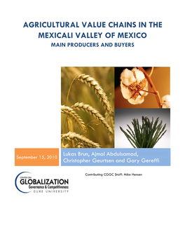 Agricultural Value Chains in the Mexicali Valley of Mexico Main Producers and Buyers