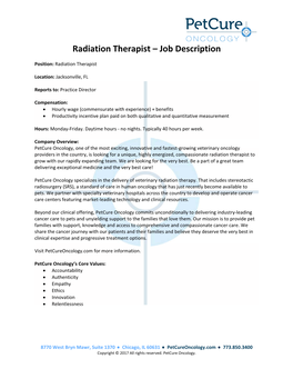 Radiation Therapist – Job Description