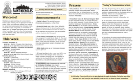 This Week Announcements Prayers