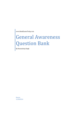 General Awareness Question Bank