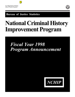 National Criminal History Improvement Program -- Fiscal Year 1998 Program Announcement