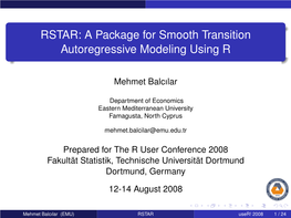 A Package for Smooth Transition Autoregressive Modeling Using R