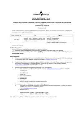 Overhead Lines Vegetation Clearing and Substation Compound Grass Cutting in Serian and Siburan, Western Region (Tender Ref