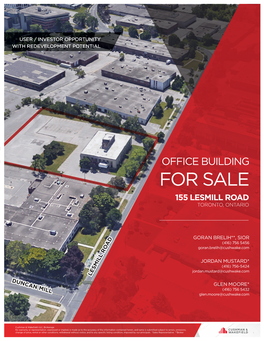 Office Building for Sale 155 Lesmill Road Toronto,User / Investor Ontario Opportunity with Redevelopment Potential