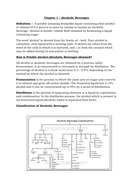 Chapter 1 – Alcoholic Beverages Definition –– a Potable