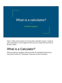 What Is a Calculator?