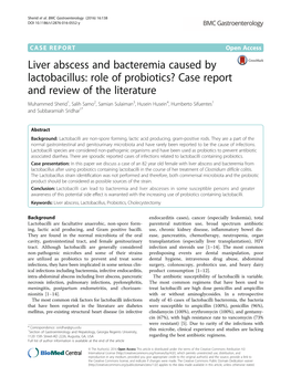 Liver Abscess and Bacteremia Caused by Lactobacillus: Role of Probiotics