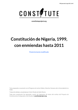 Constitución De Nigeria, 1999, Con Enmiendas Hasta 2011