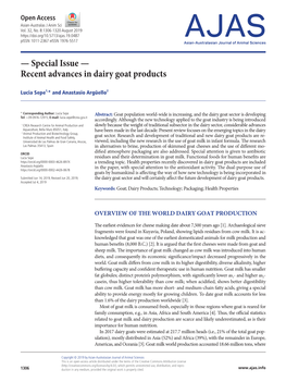 Recent Advances in Dairy Goat Products