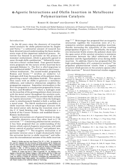 R-Agostic Interactions and Olefin Insertion in Metallocene Polymerization Catalysts