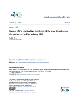 The Report of the Inter-Departmental Committee on the Film Industry 1942
