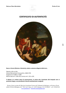 Certificato Di Autenticità