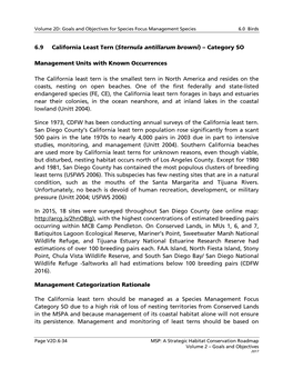 6.9 California Least Tern (Sternula Antillarum Browni) – Category SO