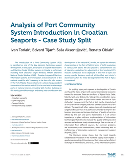 Analysis of Port Community System Introduction in Croatian Seaports - Case Study Split