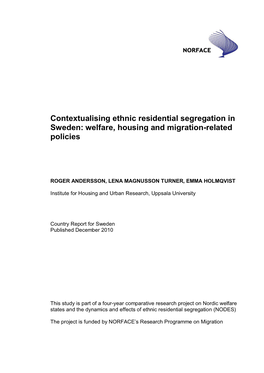 Contextualising Ethnic Residential Segregation in Sweden: Welfare, Housing and Migration-Related Policies