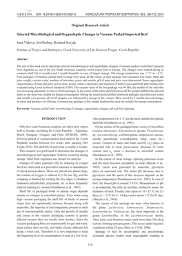 Original Research Article Selected Microbiological and Organoleptic