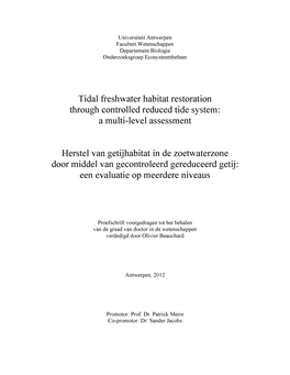 Tidal Freshwater Habitat Restoration Through Controlled Reduced Tide System: a Multi-Level Assessment