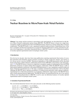 Nuclear Reactions in Micro/Nano-Scale Metal Particles