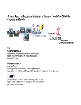 A Status Report on Educational Attainment of People of Color in Two Ohio Cities; Cincinnati and Toledo