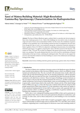 Sassi of Matera Building Material: High-Resolution Gamma-Ray Spectroscopy Characterization for Radioprotection