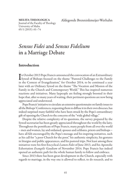 Sensus Fidelium in a Marriage Debate