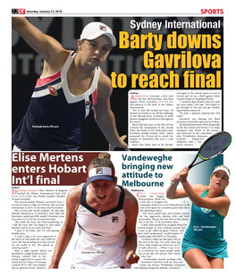 Elise Mertens Enters Hobart Int'l Final