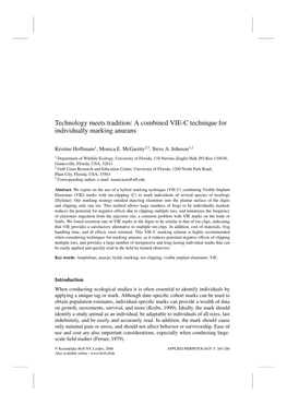 A Combined VIE-C Technique for Individually Marking Anurans