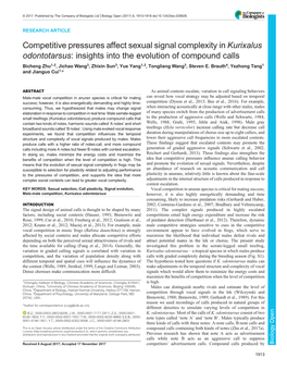 Kurixalus Odontotarsus: Insights Into the Evolution of Compound Calls Bicheng Zhu1,2, Jichao Wang3, Zhixin Sun3, Yue Yang1,2, Tongliang Wang3, Steven E