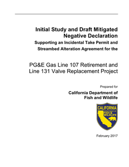 PG&E Gas Line 107 Retirement and Line 131 Valve Replacement