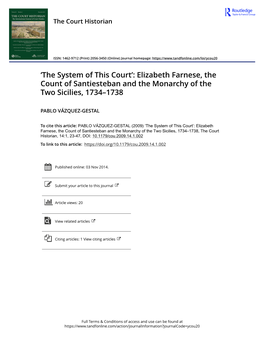 'The System of This Court': Elizabeth Farnese, the Count of Santiesteban