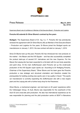 Press Release May 21, 2015 No