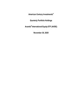 American Century Investments® Quarterly Portfolio Holdings Avantis