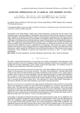 Acoustic Impedance of Classical and Modern Flutes