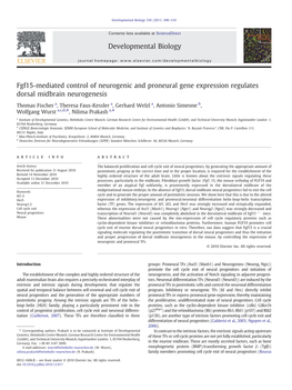 Fgf15-Mediated Control of Neurogenic and Proneural Gene Expression Regulates Dorsal Midbrain Neurogenesis