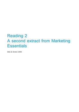 Reading 2 a Second Extract from Marketing Essentials