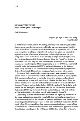 116 SONGS of 1HE VIPERS Notes on the "Grass" Roots of Jazz. Erik