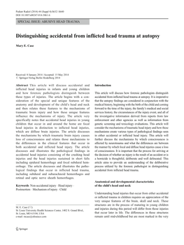 Distinguishing Accidental from Inflicted Head Trauma at Autopsy