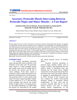 Accessory Pectoralis Muscle Intervening Between Pectoralis Major and Minor Muscles - a Case Report