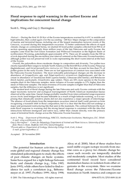 Floral Response to Rapid Warming in the Earliest Eocene and Implications for Concurrent Faunal Change