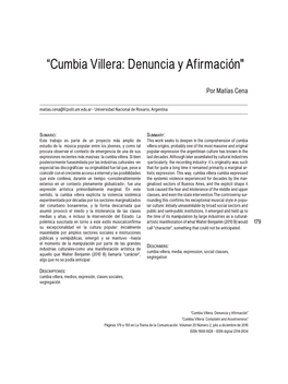 “Cumbia Villera: Denuncia Y Afirmación