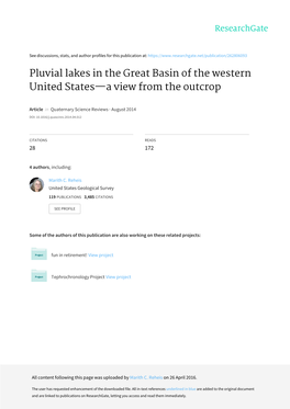 Pluvial Lakes in the Great Basin of the Western United States-A View From