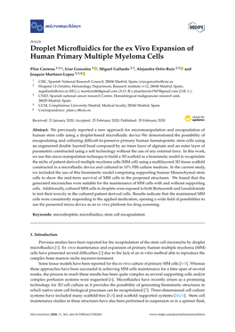 Droplet Microfluidics for the Ex Vivo Expansion of Human Primary