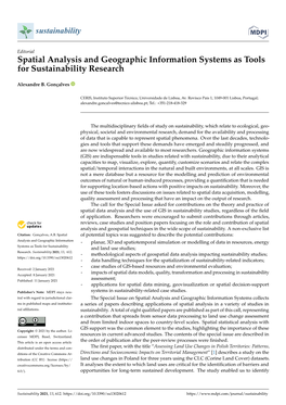 Spatial Analysis and Geographic Information Systems As Tools for Sustainability Research