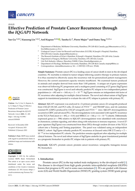 Effective Prediction of Prostate Cancer Recurrence Through the IQGAP1 Network