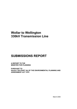 Wollar to Wellington 330Kv Transmission Line SUBMISSIONS REPORT