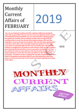 Monthly Current Affairs of FEBRUARY