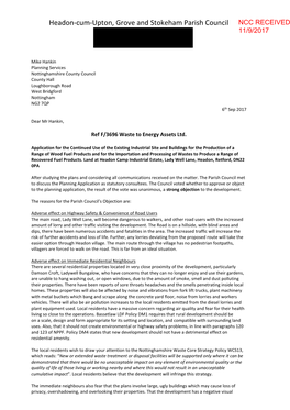 Attero Ltd Planning Objection Letter V2